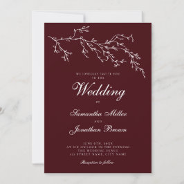 Burgundy & Ivory Botanical Elegant Wedding Einladung