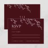 Burgundy & Ivory Botanical Elegant Wedding RSVP Karte (Vorne/Hinten)
