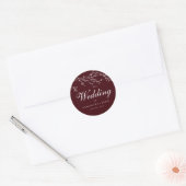 Burgundy & Ivory Botanical Elegant Wedding Runder Aufkleber (Umschlag)
