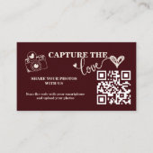 Burgundy & Ivory Capture The Love QR Code Wedding Begleitkarte (Vorderseite)