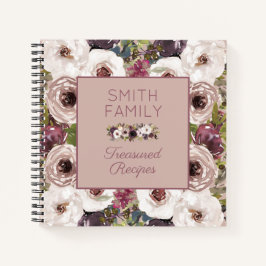 Burgundy Ivory Cream Floral Polka Dot Rezept Notizblock