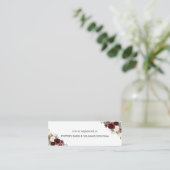 Burgundy Ivory Floral Bridal Registrierungskarte M Mini Visitenkarte (Stehend Vorderseite)