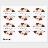Burgundy Ivory Floral Wedding Vielen Dank Runder Aufkleber (Blatt)