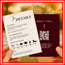 Burgundy & Ivory Formal Wedding Order of Events QR Einladung