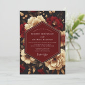 Burgundy Ivory Luminous Wedding Einladung (Stehend Vorderseite)