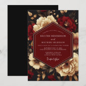 Burgundy Ivory Luminous Wedding Einladung (Vorne/Hinten)