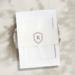 Burgundy & Ivory Monogram Crest Old Money Wedding Einladungsbanderole