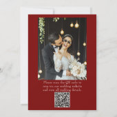 Burgundy Ivory Old Money QR Code Photo Wedding Einladung (Rückseite)