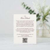 Burgundy & Ivory QR Code Wedding Guest Details Begleitkarte (Stehend Vorderseite)