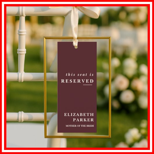Burgundy & Ivory Reserved Seating Wedding Tag Einladung