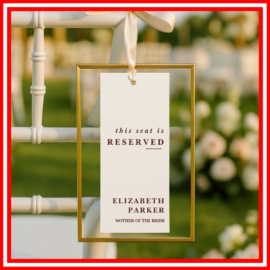 Burgundy & Ivory Reserved Seating Wedding Tag Einladung