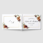 Burgundy Ivory Rust Orange Floral Greenery Wedding Gästebuch (Voll)