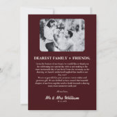 Burgundy & Ivory Rustic Photo Wedding Dankeskarte (Rückseite)