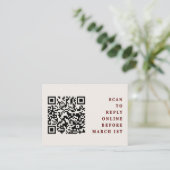 Burgundy & Ivory Simple Wedding QR Code RSVP Begleitkarte (Stehend Vorderseite)