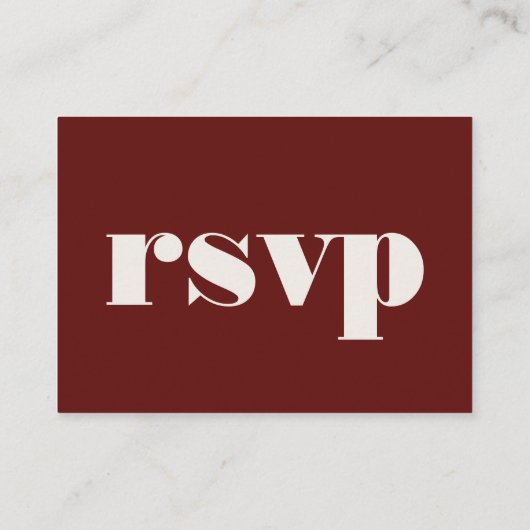 Burgundy & Ivory Simple Wedding QR Code RSVP Begleitkarte (Rückseite)