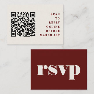 Burgundy & Ivory Simple Wedding QR Code RSVP Begleitkarte