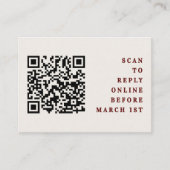 Burgundy & Ivory Simple Wedding QR Code RSVP Begleitkarte (Vorderseite)