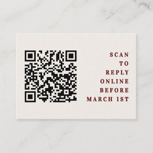 Burgundy & Ivory Simple Wedding QR Code RSVP Begleitkarte (Vorderseite)