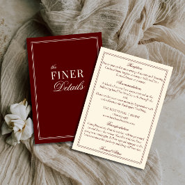 Burgundy Ivory Stripes Old Money Wedding Details Begleitkarte