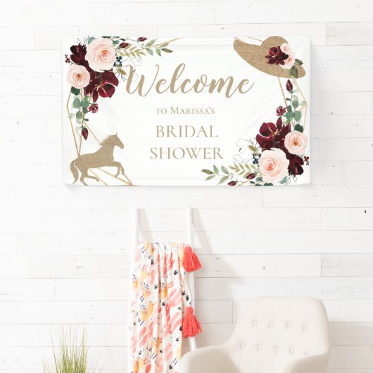 Burgundy Kentucky Derby Brautparty Willkommen Banner (Insitu)