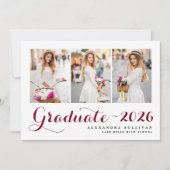 Burgundy-Klasse 2025 Foto Collage Abschluss Ankündigung (Vorderseite)