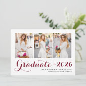 Burgundy-Klasse 2025 Foto Collage Abschluss Ankündigung (Stehend Vorderseite)