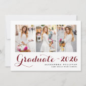 Burgundy-Klasse 2025 Foto Collage Abschluss Einladung (Vorderseite)