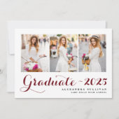 Burgundy-Klasse 2025 Foto Collage Abschluss Einladung (Vorderseite)