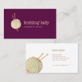 Burgundy Knitting Crochet Garnball-Logo Visitenkarte (Vorne/Hinten)