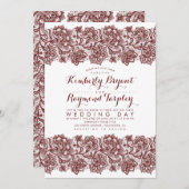 Burgundy Lace Elegante Vintage Wedding Einladung (Vorne/Hinten)