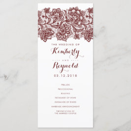 Burgundy Lace Elegante White Wedding Programs Programm