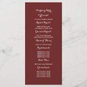 Burgundy Lace Elegante White Wedding Programs Programm (Rückseite)