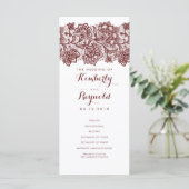 Burgundy Lace Elegante White Wedding Programs Programm (Stehend Vorderseite)