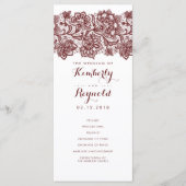 Burgundy Lace Elegante White Wedding Programs Programm (Vorderseite)