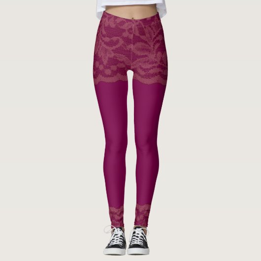Burgundy Lace Leggings (Vorderseite)