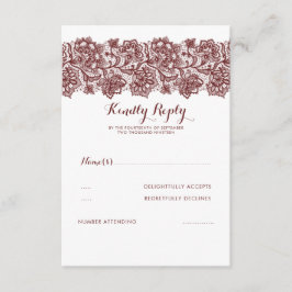 Burgundy Lace Wedding RSVP Karte