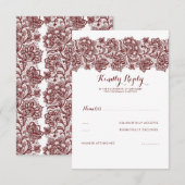 Burgundy Lace Wedding RSVP Karte (Vorne/Hinten)