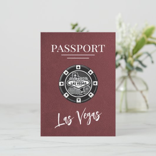 Burgundy Las Vegas Passport Save the Date (Stehend Vorderseite)