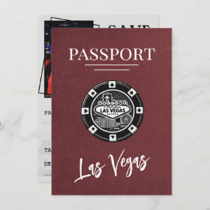 Burgundy Las Vegas Passport Save the Date