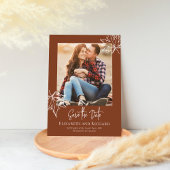 Burgundy Leaf Script-Foto Hochzeit Speichern Sie d Save The Date