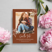 Burgundy Leaf Script-Foto Hochzeit Speichern Sie d Save The Date