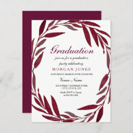 Burgundy Leaf Wreath Boy oder Girl Graduation Part Einladung