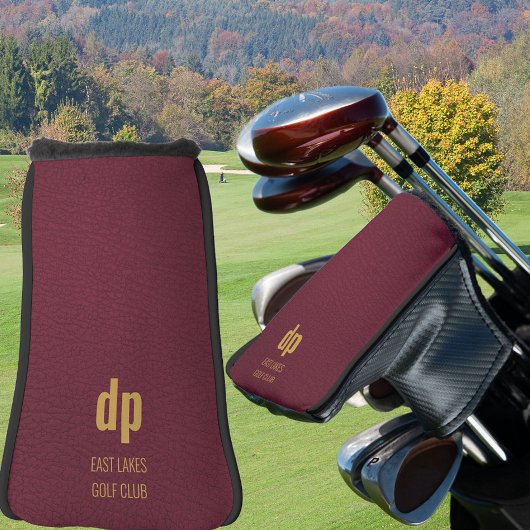 Burgundy Leather Look Monogram Individuelle Name P Golf Headcover