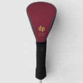 Burgundy Leather Look Monogram Personalisiert Name Golf Headcover (Vorderseite)