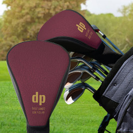 Burgundy Leather Look Monogram Personalisiert Name Golf Headcover