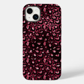 Burgundy Leopard Print Glitzer Case-Mate iPhone Hülle (Rückseite)