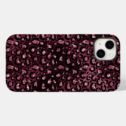 Burgundy Leopard Print Glitzer Case-Mate iPhone Hülle (Rückseite (Horizontal))