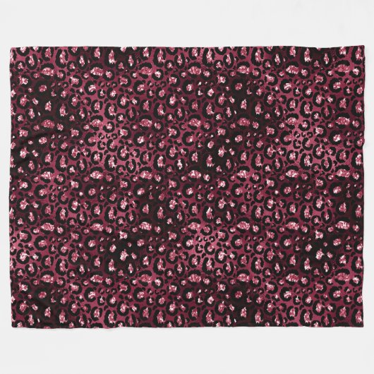Burgundy Leopard Print Glitzer Fleecedecke (Vorderseite (Horizontal))