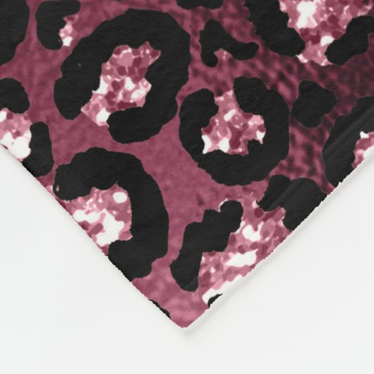 Burgundy Leopard Print Glitzer Fleecedecke (Ecke)