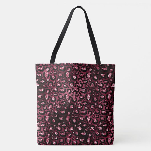 Burgundy Leopard Print Glitzer Tasche (Vorderseite)